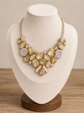 Gold/Silver V-Shape Necklace with Rhinestones Boho